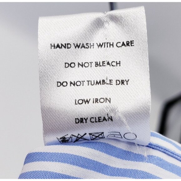 L'Academie High Low Popover Shirt Women M Blue White Stripe Long Tail Hook Front - Picture 9 of 9